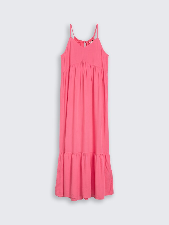 Maxi-Kleid mit Volants von Denim Female, soft bright pink