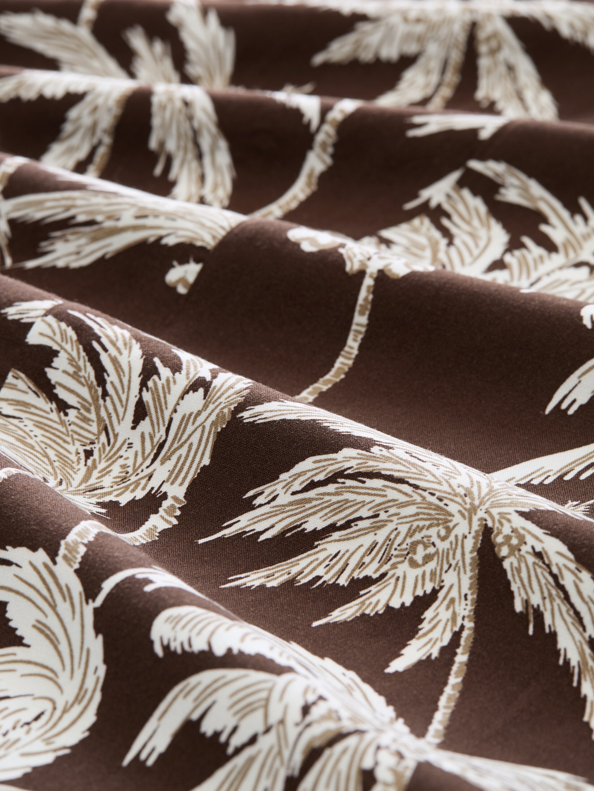 Maxijurk met volants - brown palmtree print - Materiaalweergave