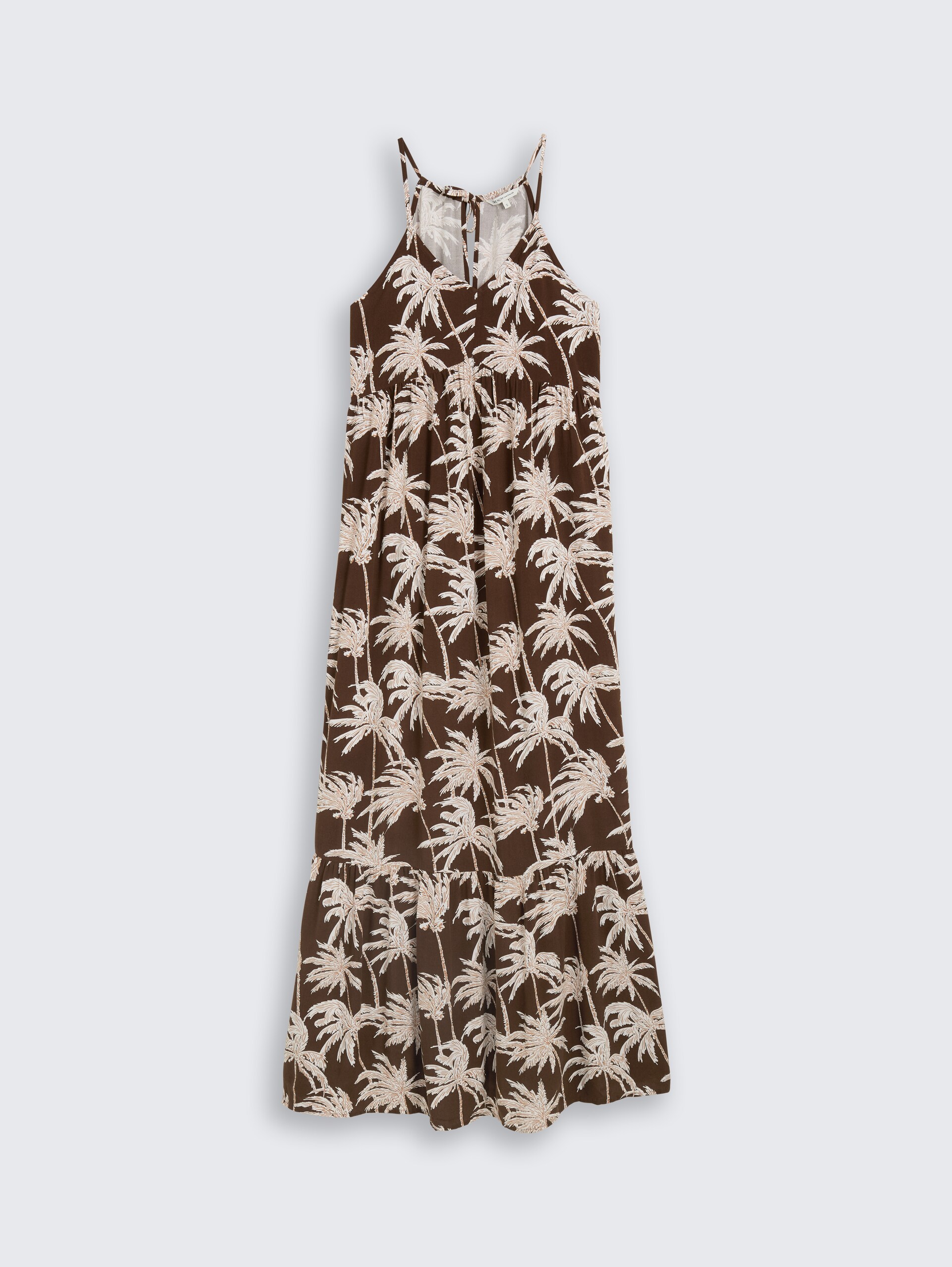 Maxijurk met volants - brown palmtree print - Product vooraanzicht