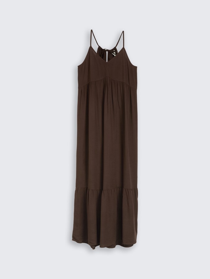 Maxi-Kleid mit Volants von Denim Female, cool dark brown