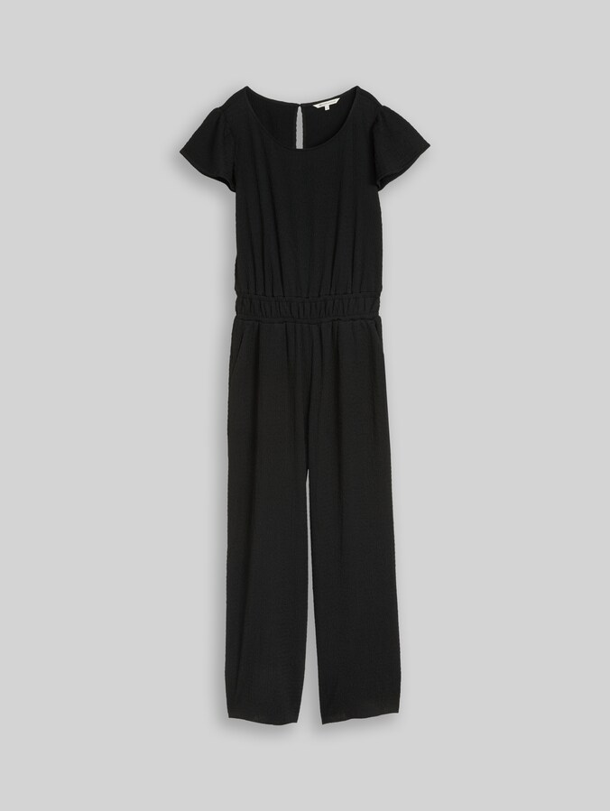Combinaison froissée à manches à volants par Denim Female, deep black