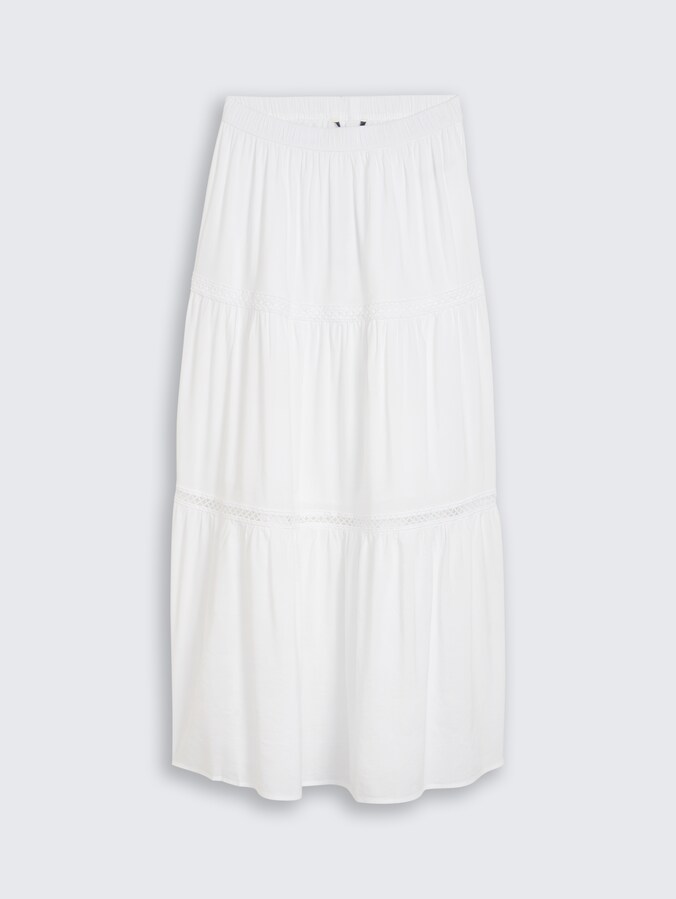 Maxi-Rock mit Volants von Denim Female, White