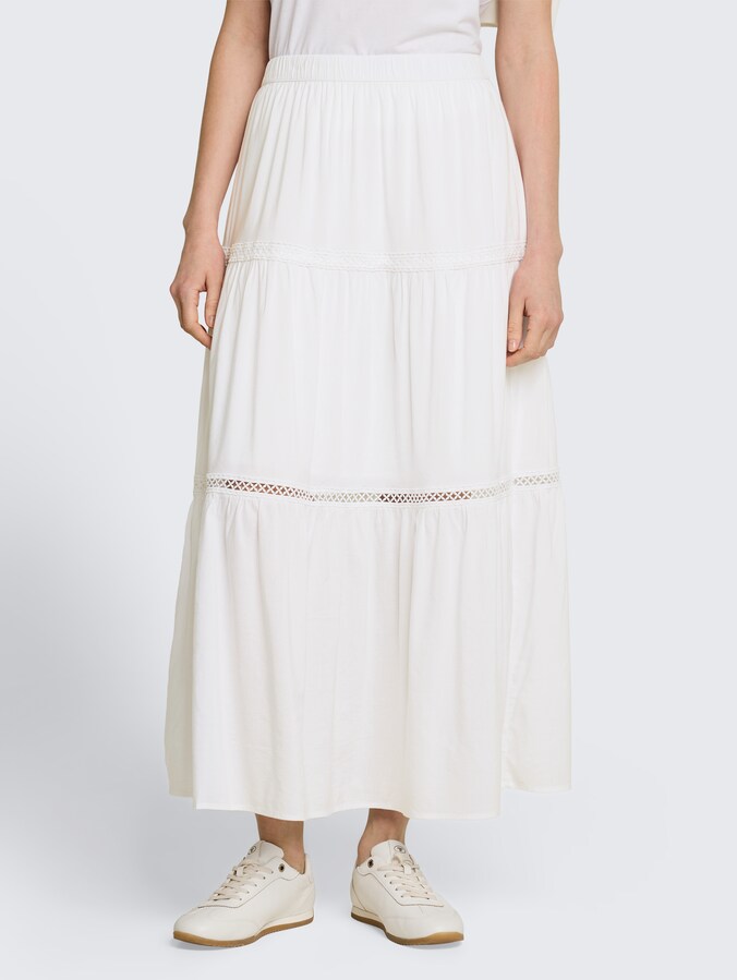 Maxi-Rock mit Volants von Denim Female, White