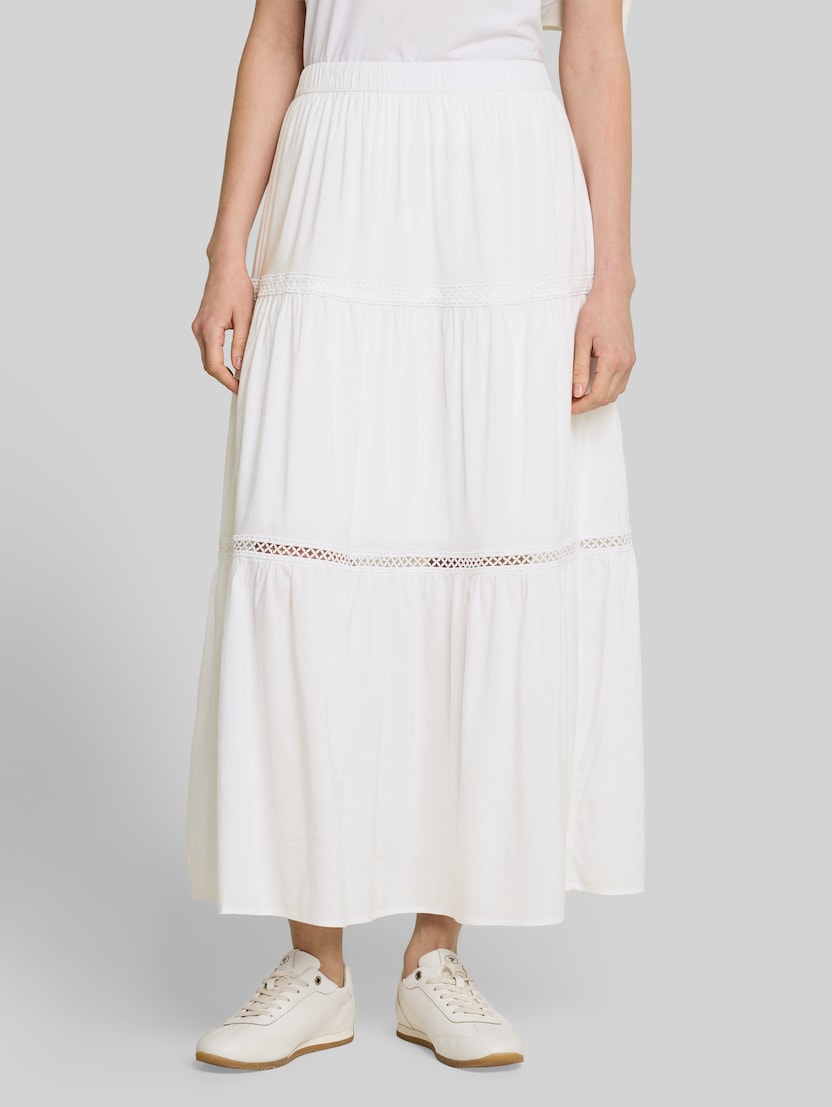Maxirok met volants door Denim Female, White