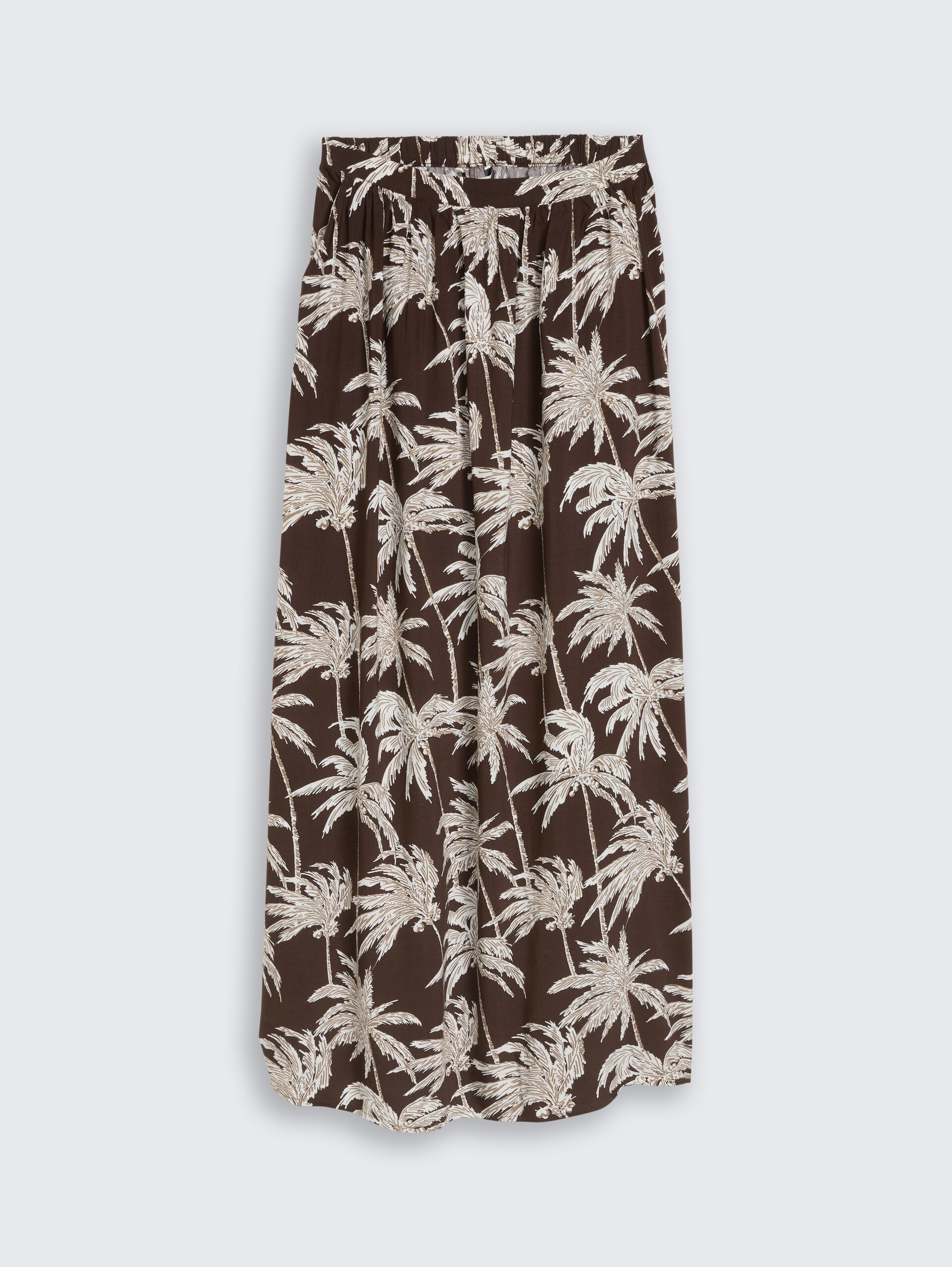 Maxirok van viscose - brown palmtree print - Product vooraanzicht