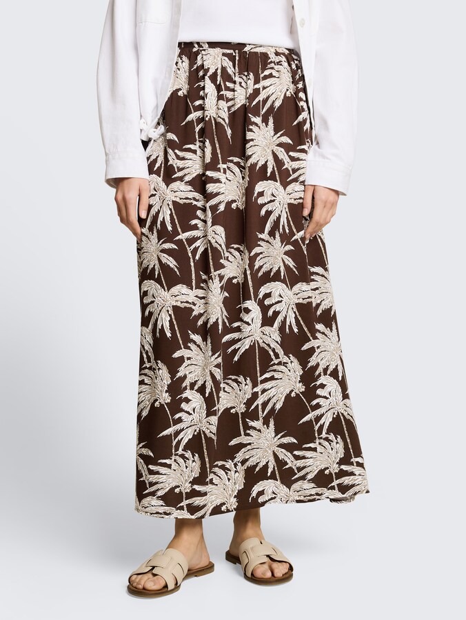 Maxi-Rock aus Viskose von Denim Female, brown palmtree print