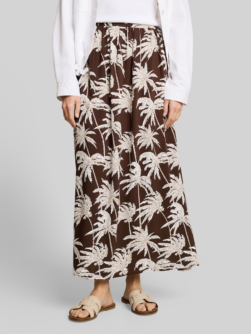Maxirok van viscose door Denim Female, brown palmtree print