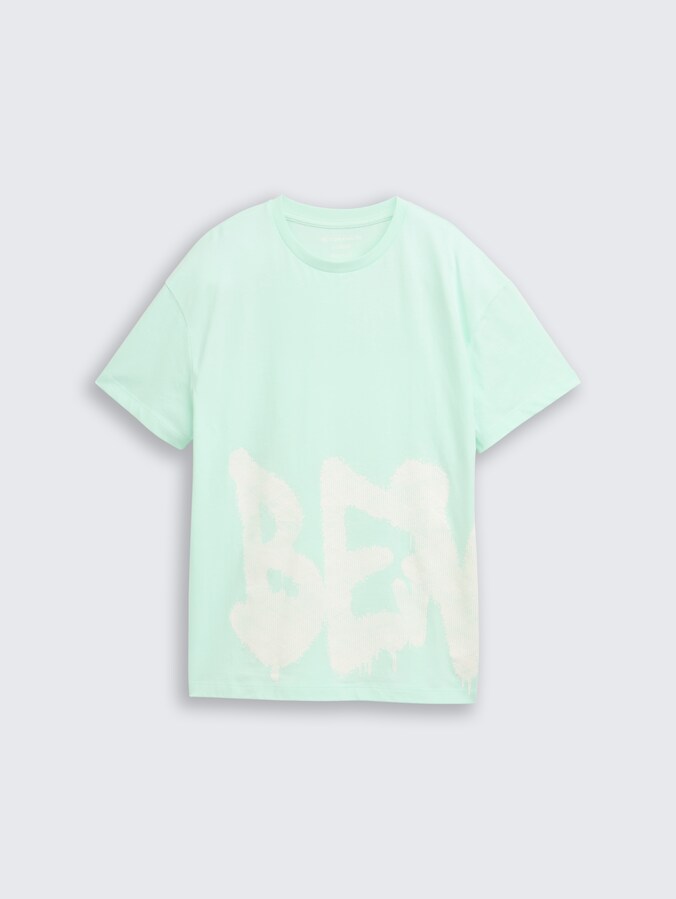 Oversize T-Shirt mit Print von Teen Boys, soft sugar green