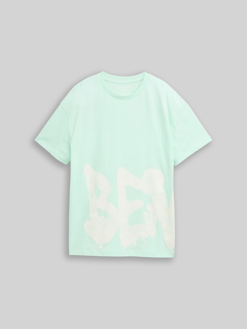 Oversize T-Shirt mit Print von Teen Boys, soft sugar green