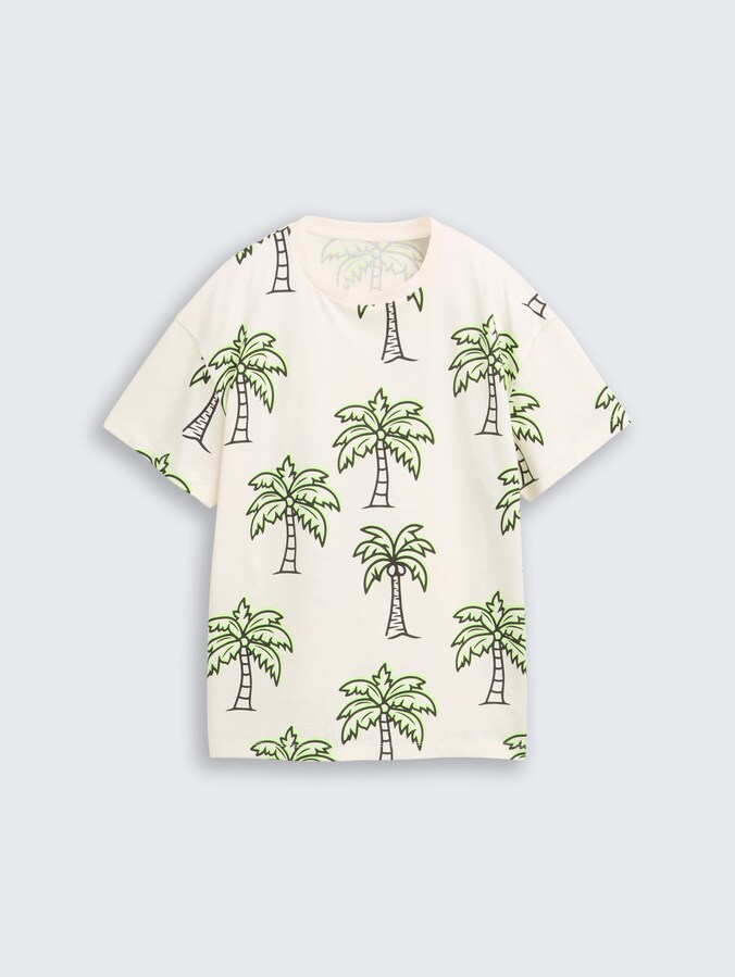 Oversize T-Shirt mit Muster von Teen Boys, large neon detail palm trees