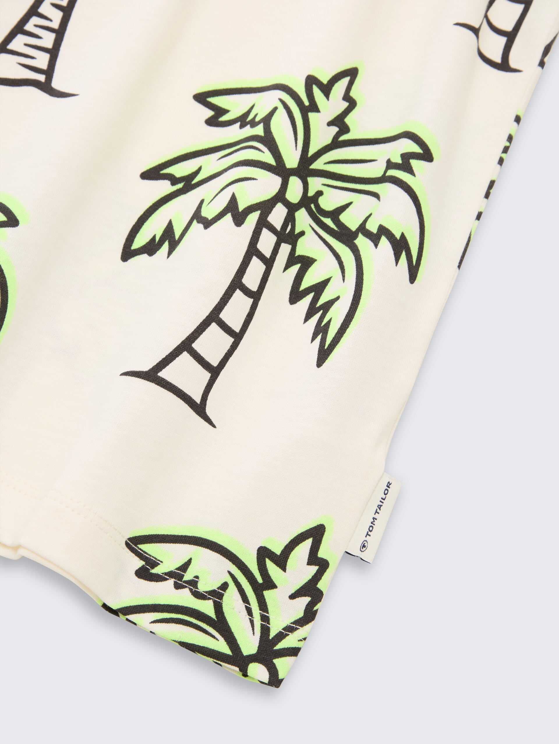 Oversized T-shirt met patroon - large neon detail palm trees - Detailaanzicht model