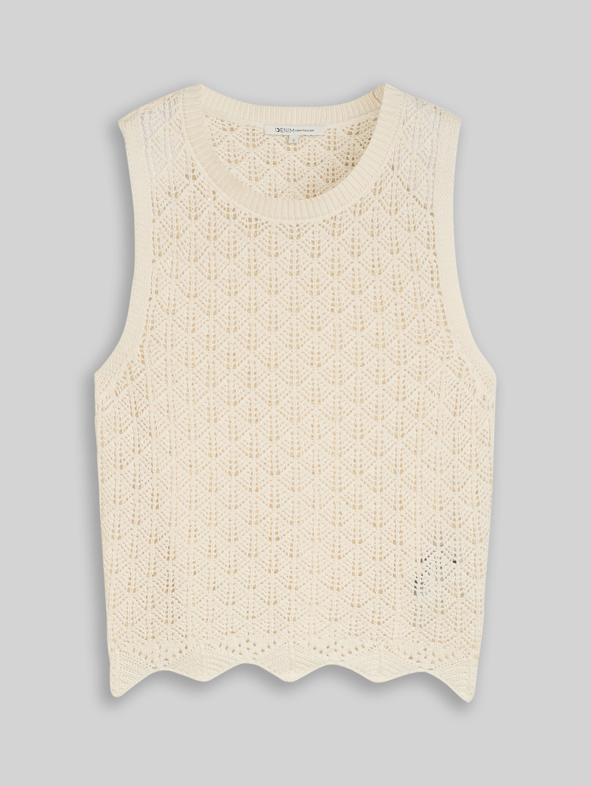 Knitted top with lace pattern - Dove White