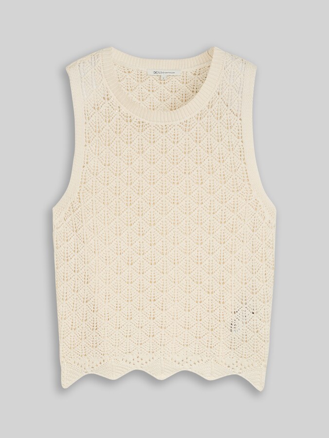 Top en maille ajourée par Denim Female, Dove White