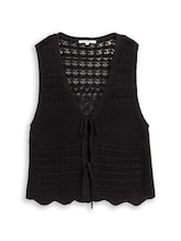 Geselecteerd, Gebreide vesten met gaasmotief door Tom Tailor, zwart