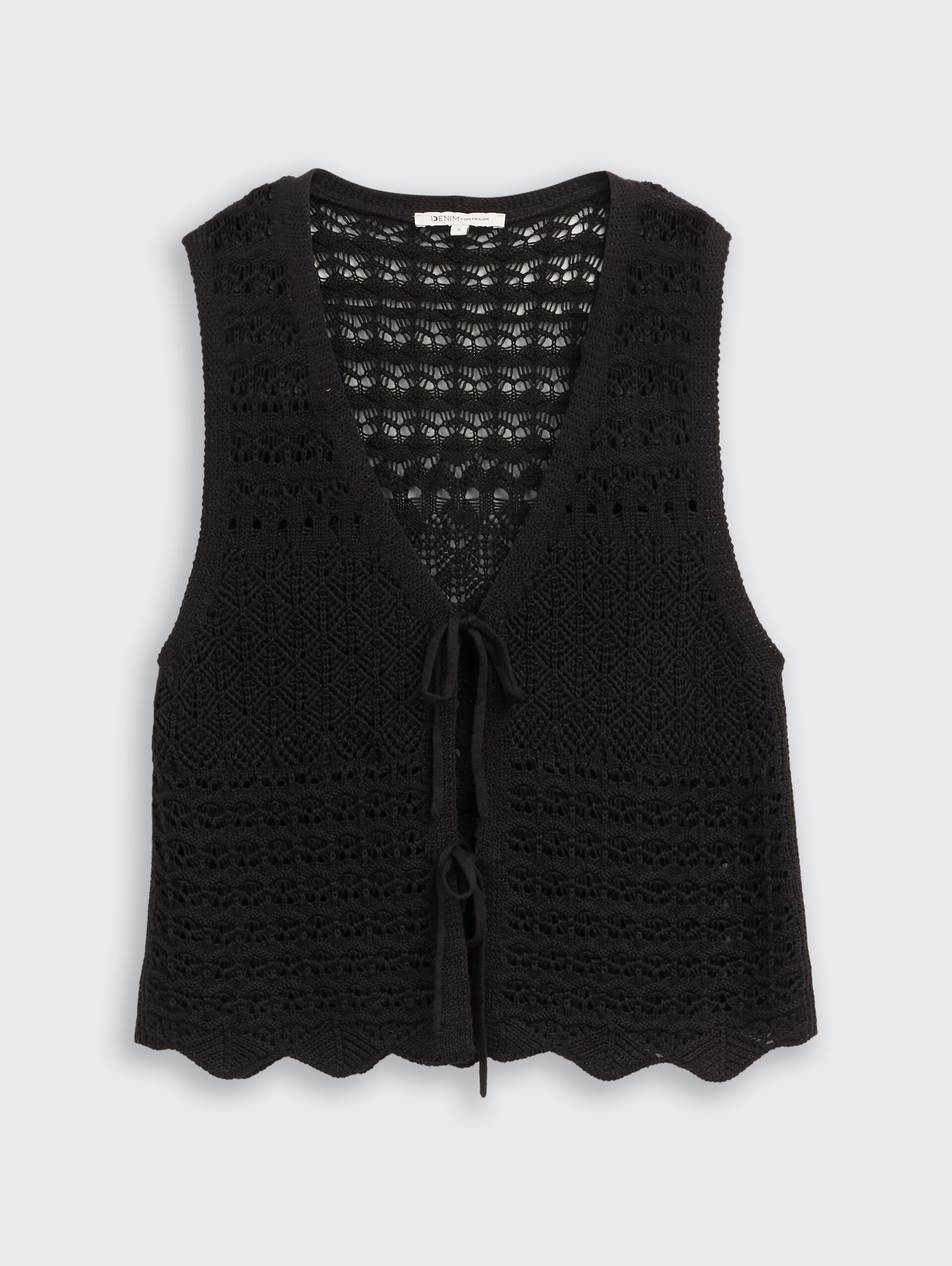 Gebreide vesten met gaasmotief - deep black
