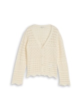 Sélectionné, Cardigan coupe décontractée à motif ajouré par Tom Tailor, blanc