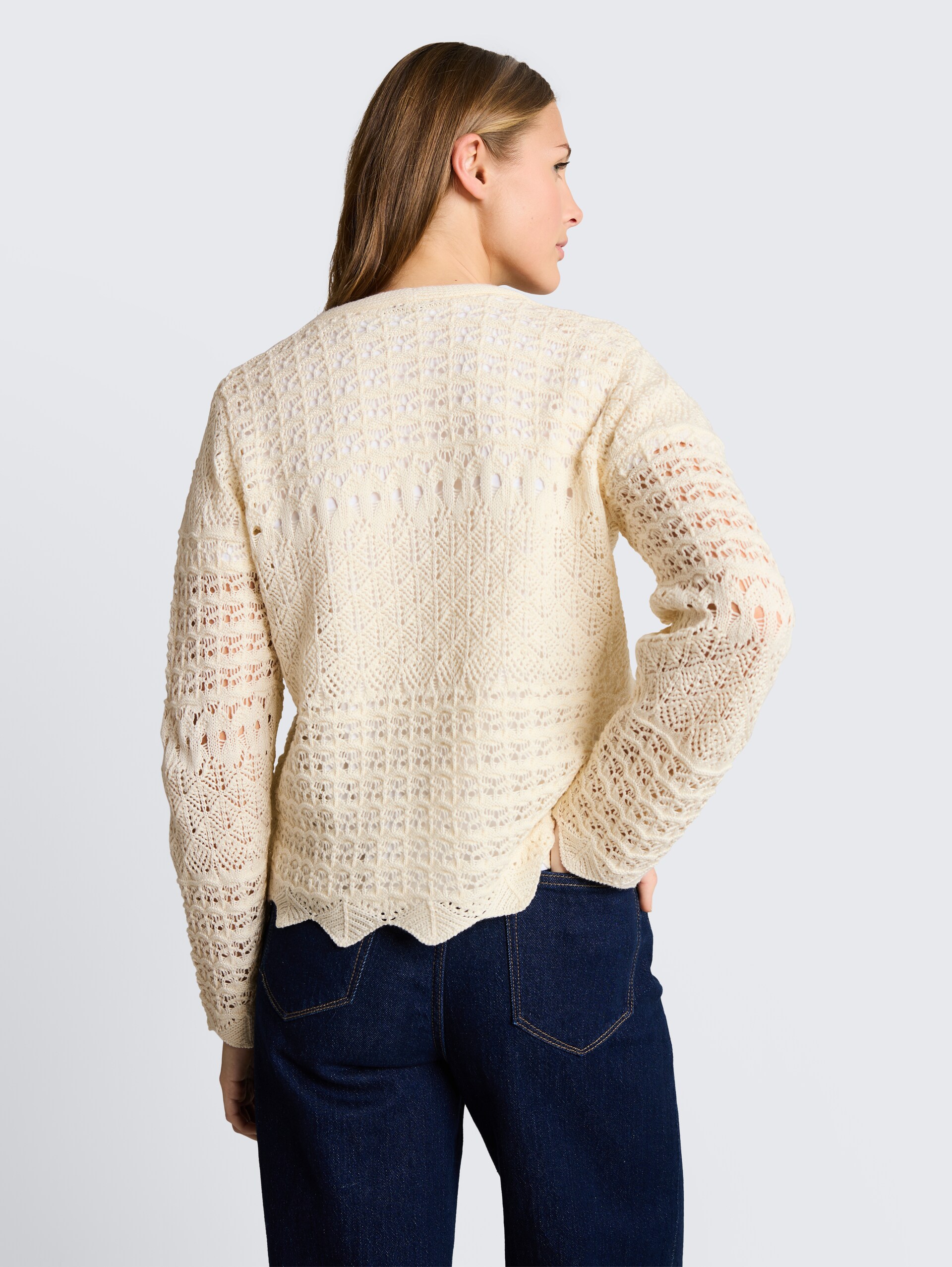 Relaxed fit vest met gaatjespatroon - Dove White