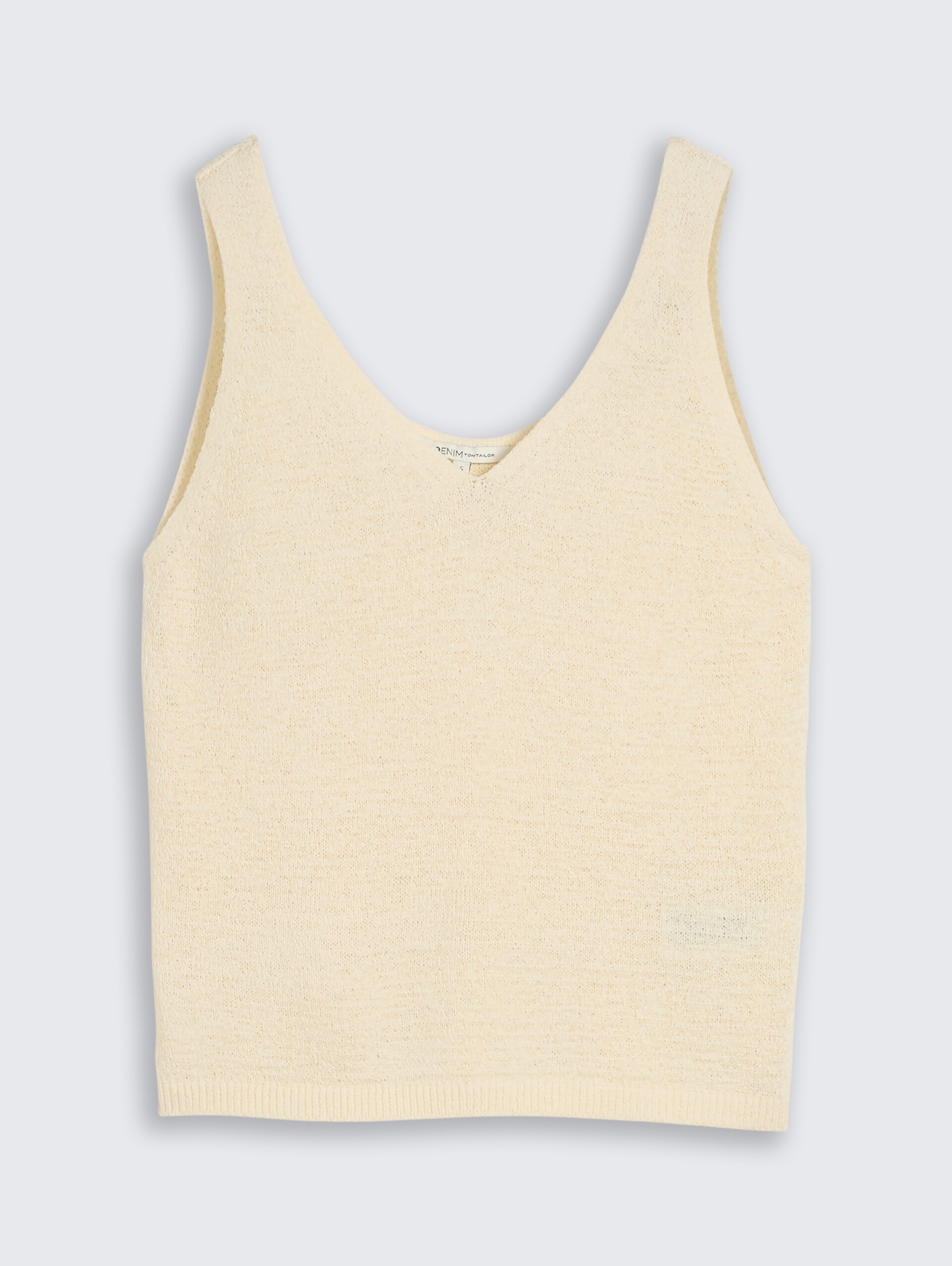 Relaxed Fit Stricktop mit V-Ausschnitt - Dove White