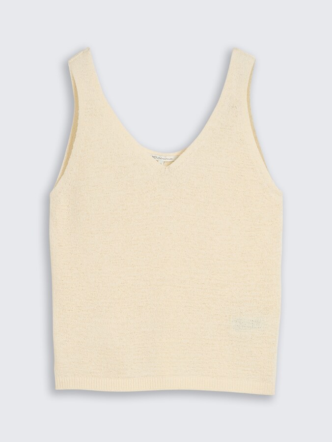 Relaxed fit gebreide top met V-hals door Denim Female, Dove White