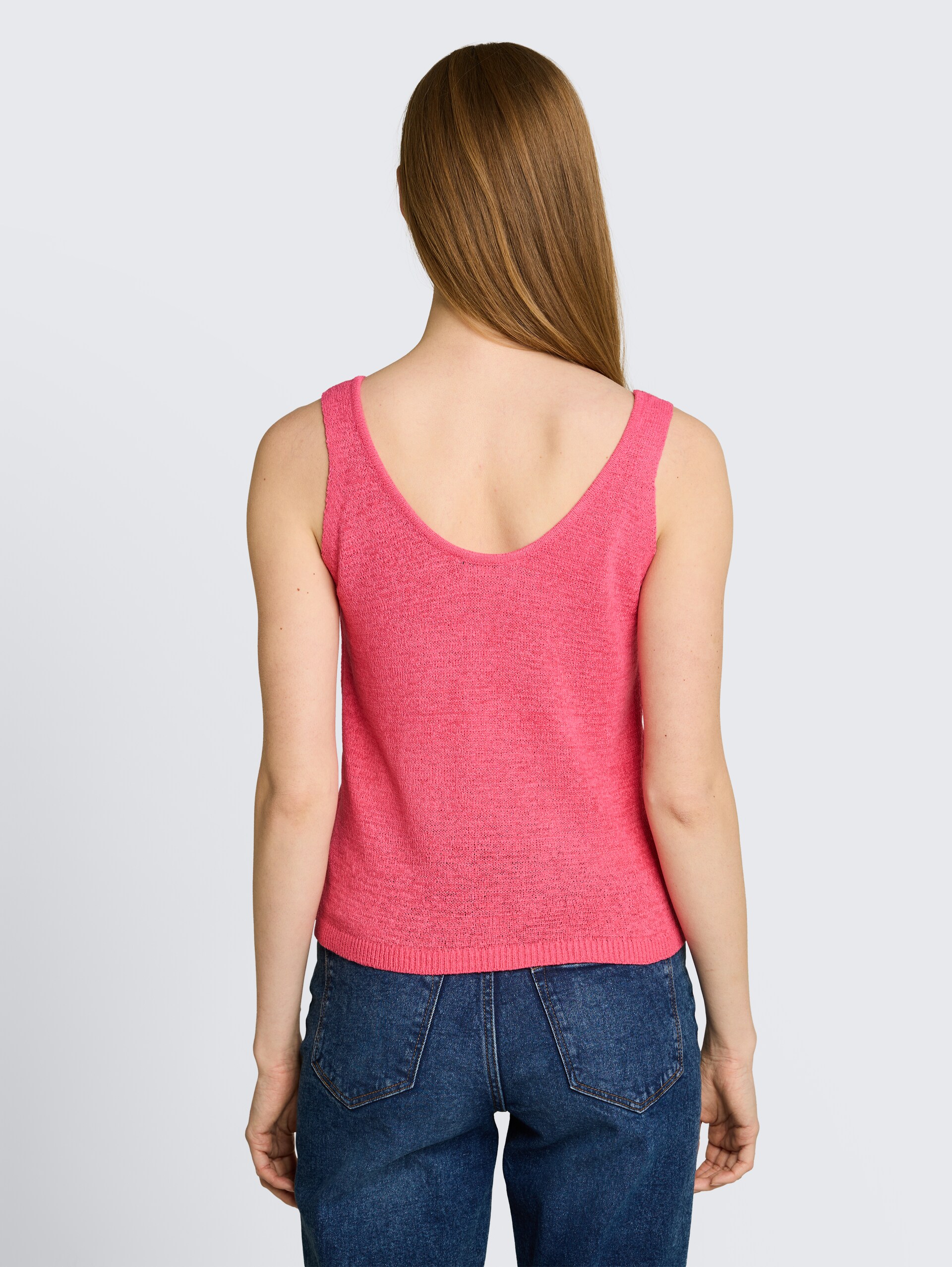 Relaxed fit gebreide top met V-hals - soft bright pink