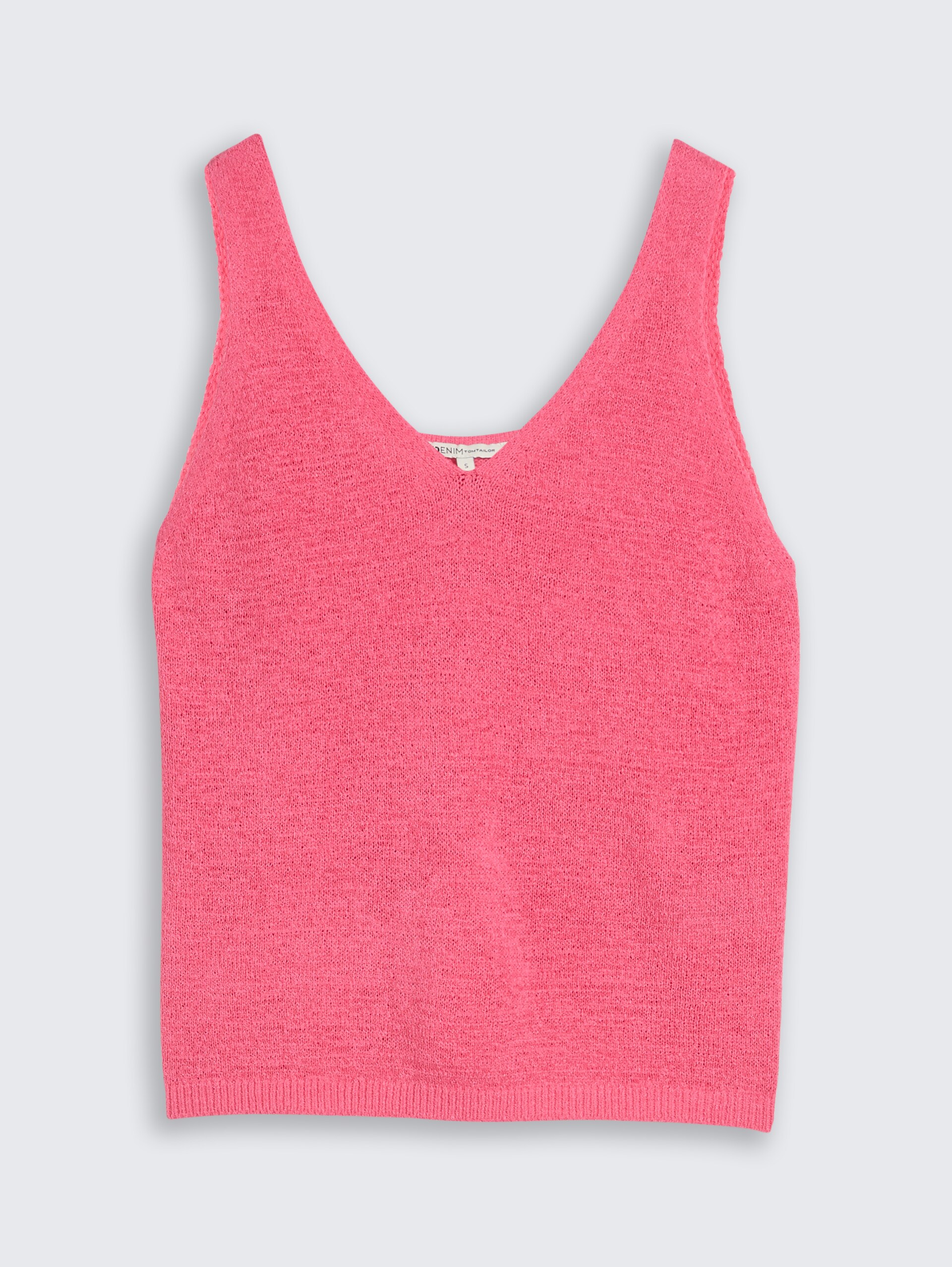 Relaxed fit gebreide top met V-hals - soft bright pink
