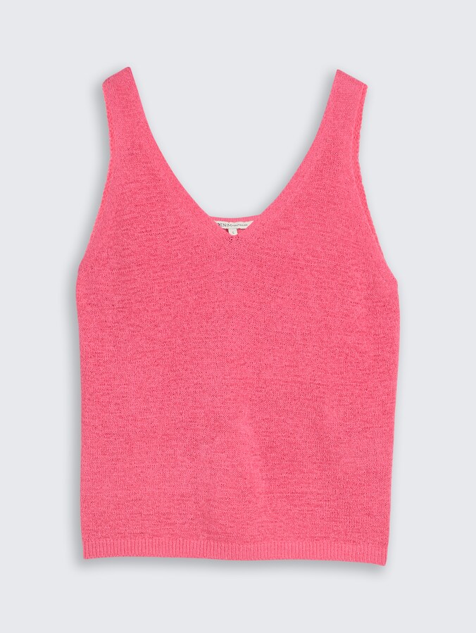 Relaxed Fit Stricktop mit V-Ausschnitt von Denim Female, soft bright pink