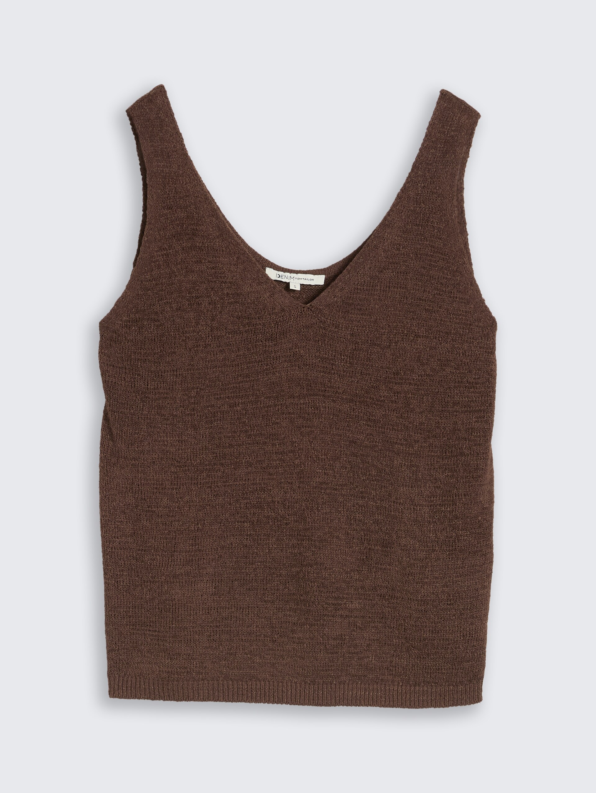 Relaxed Fit Stricktop mit V-Ausschnitt - cool dark brown