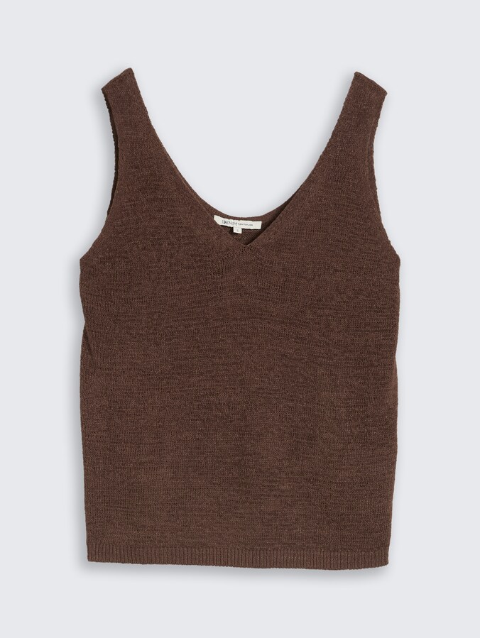 Relaxed Fit Stricktop mit V-Ausschnitt von Denim Female, cool dark brown
