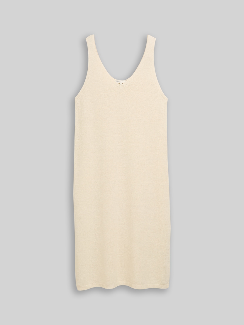 Loose Fit Strickkleid mit V-Ausschnitt von Denim Female, Dove White