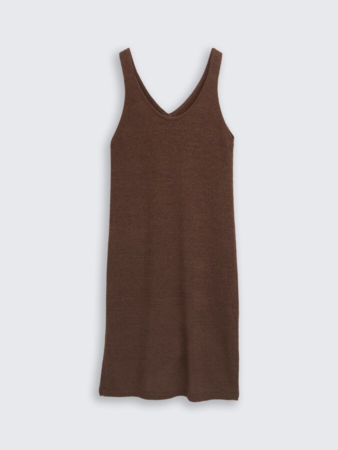 Loose Fit Strickkleid mit V-Ausschnitt von Denim Female, cool dark brown