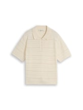 Selected, Knitted polo shirt with eyelet pattern by Tom Tailor, white