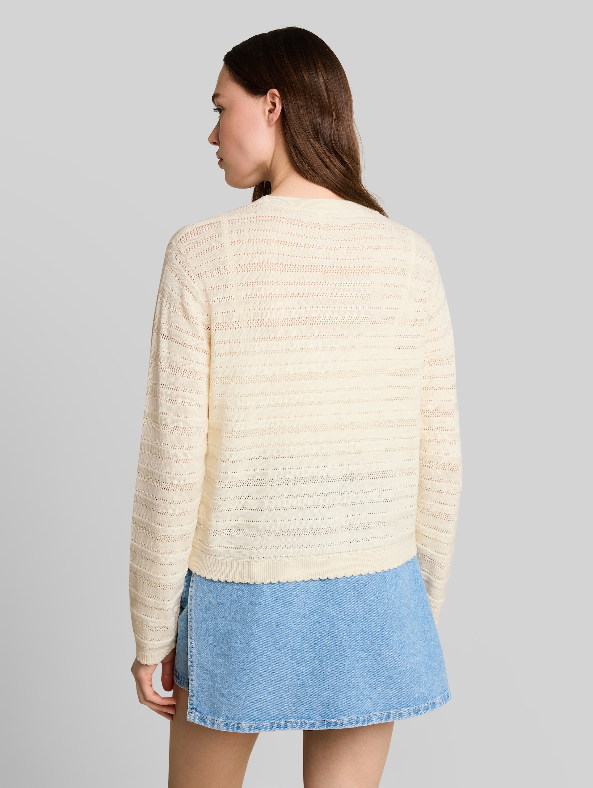 Cardigan mit Lochmuster - Dove White