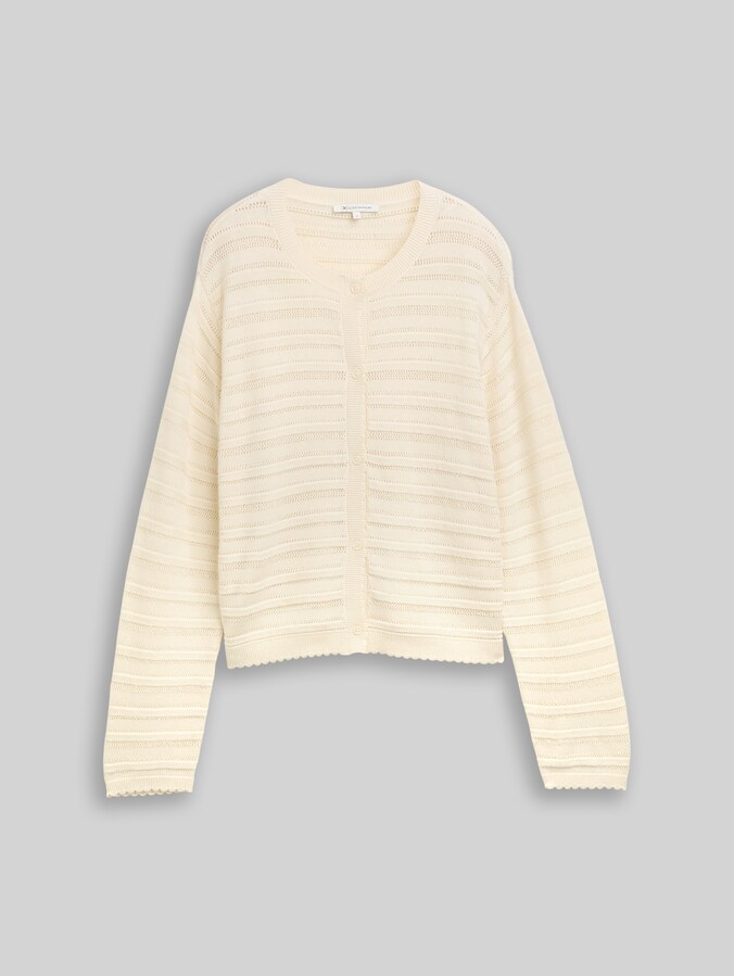 Cardigan mit Lochmuster von Denim Female, Dove White