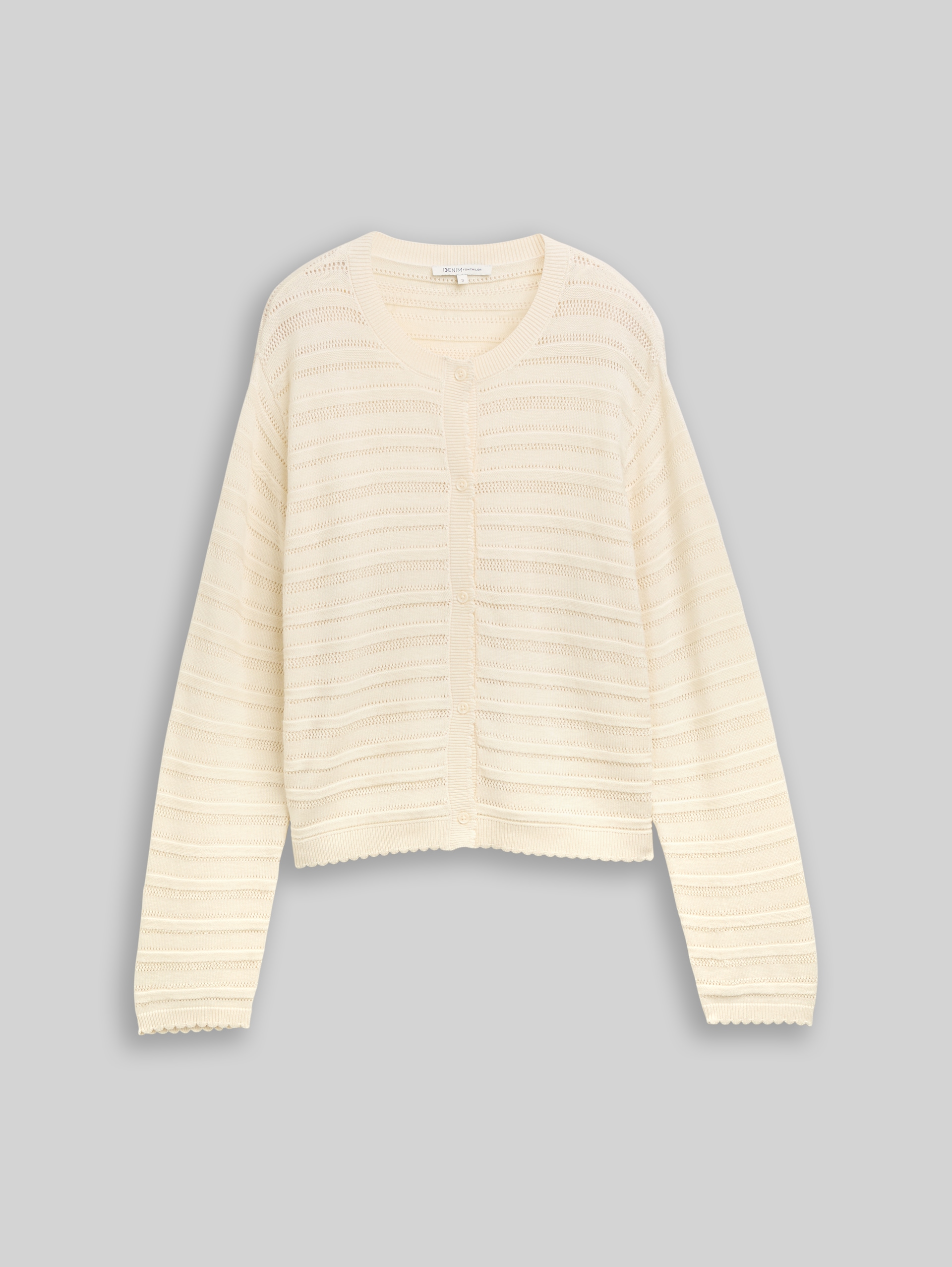 Cardigan mit Lochmuster - Dove White