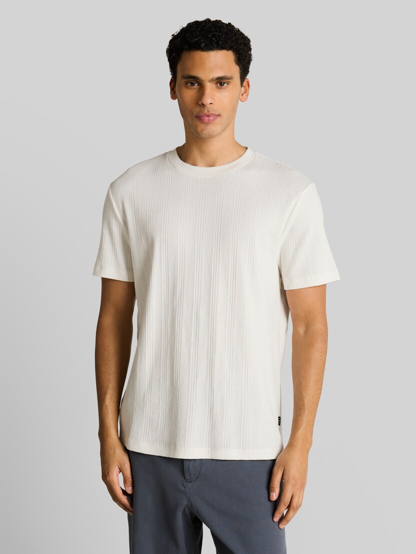 T-Shirt mit Waffelstruktur von Denim Male, Wool White