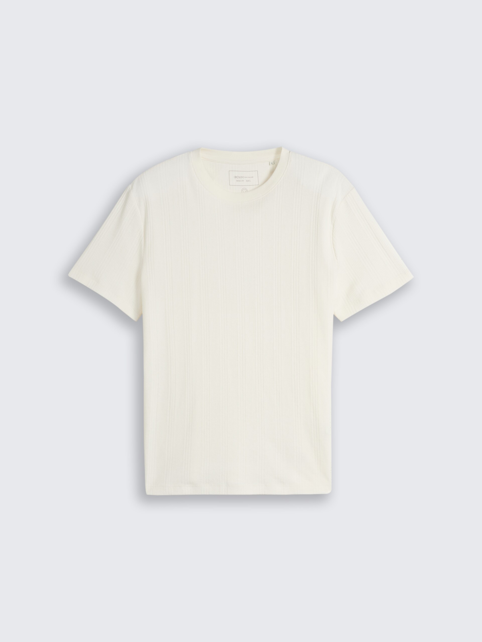 T-shirt met wafelstructuur - Wool White - Product vooraanzicht