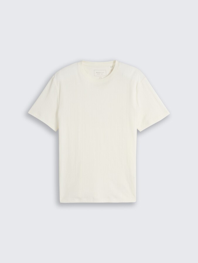 T-Shirt mit Waffelstruktur von Denim Male, Wool White