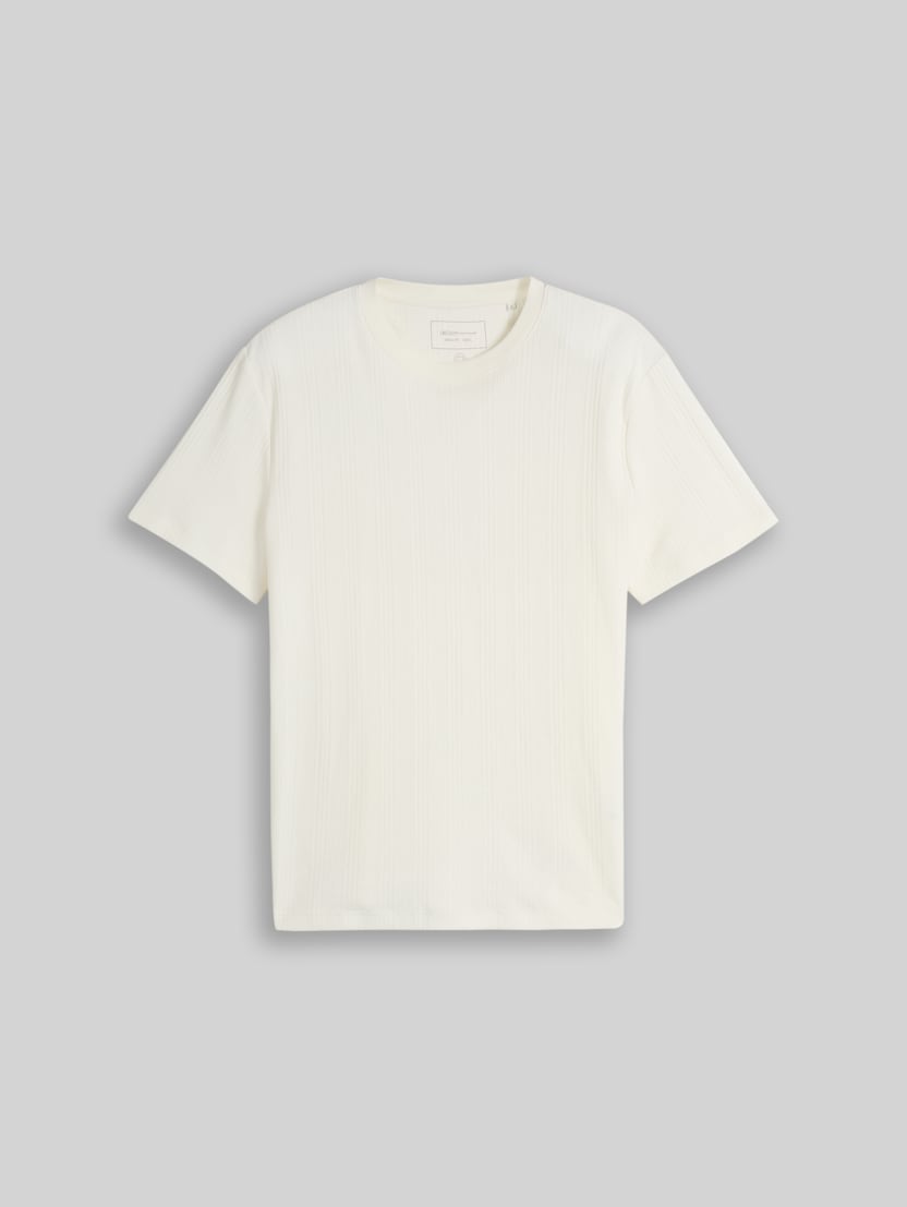 T-Shirt mit Waffelstruktur von Denim Male, Wool White