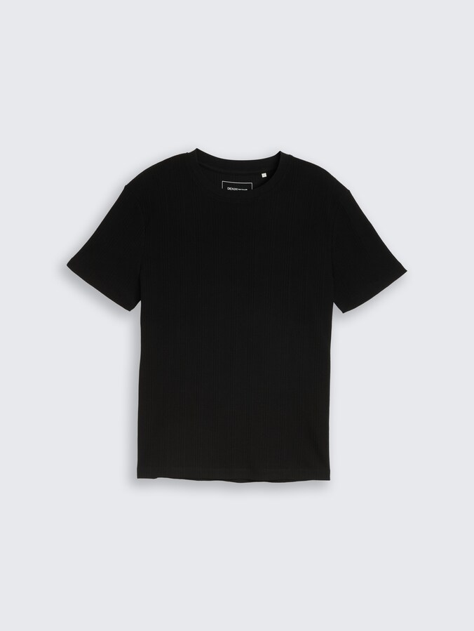 T-Shirt mit Waffelstruktur von Denim Male, Black