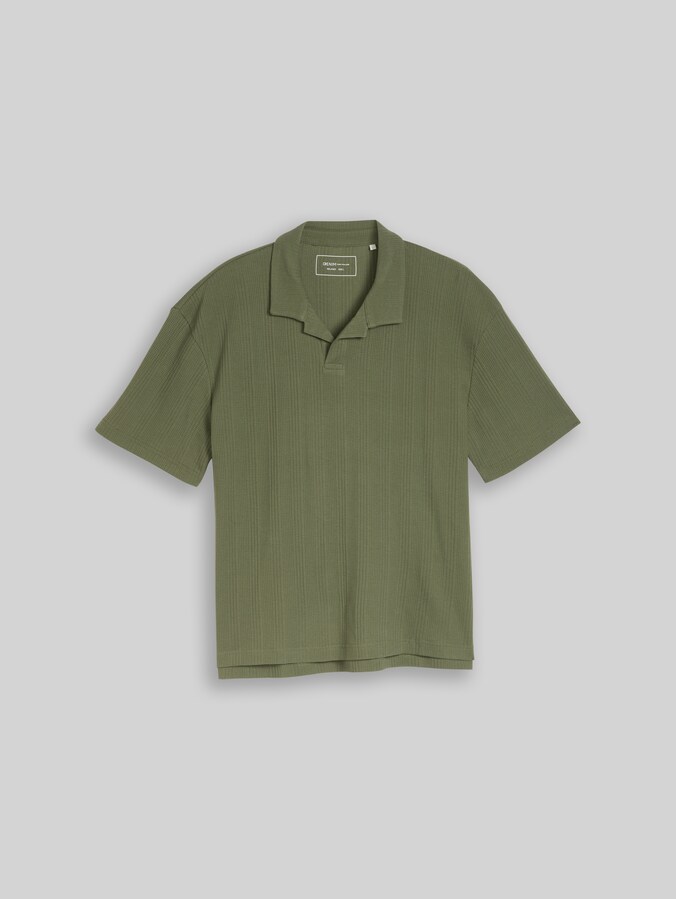 Polo coupe décontractée à motif gaufré par Denim Male, Oak Leaf Green