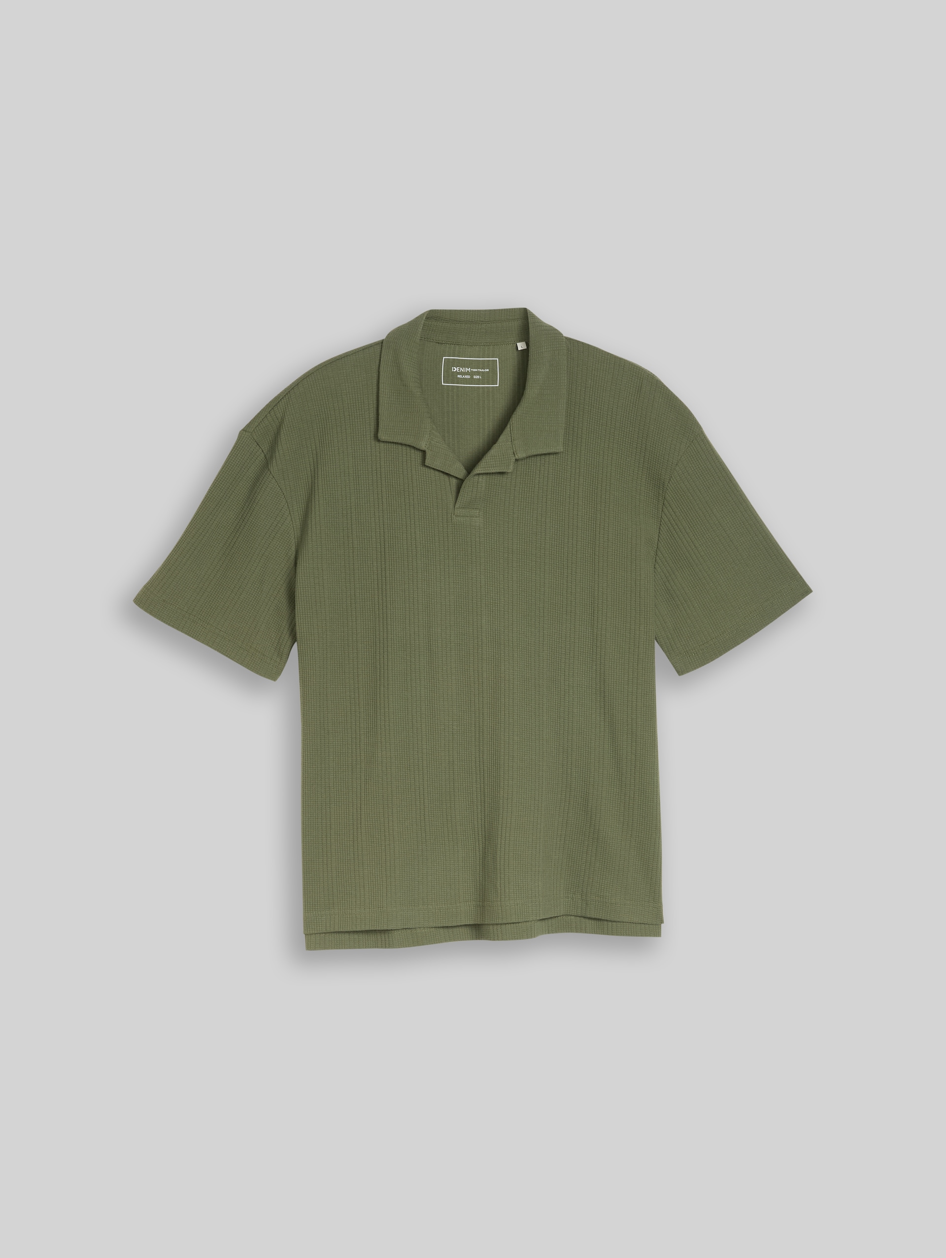 Poloshirt met relaxte pasvorm en wafelstructuur - Oak Leaf Green
