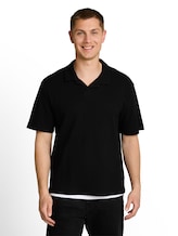 Niet geselecteerd, Poloshirt met relaxte pasvorm en wafelstructuur door Tom Tailor, zwart