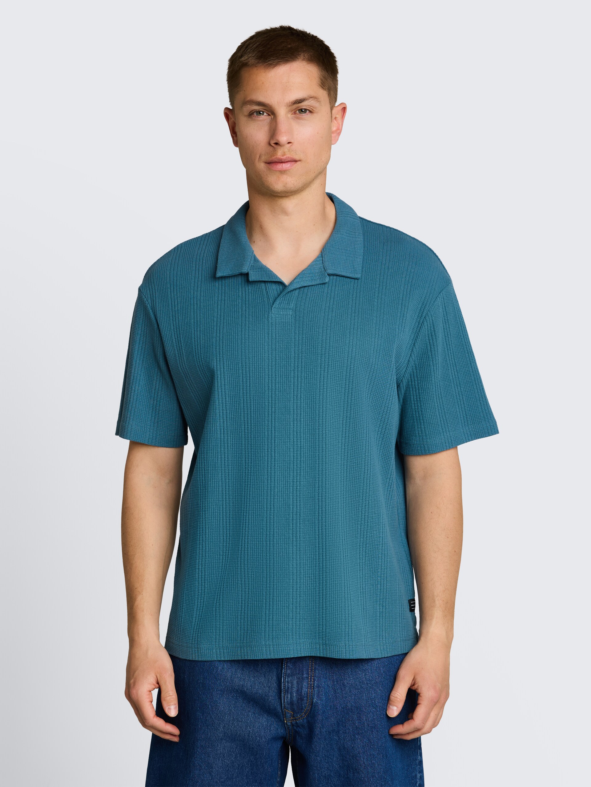 Poloshirt met relaxte pasvorm en wafelstructuur - classic dust blue