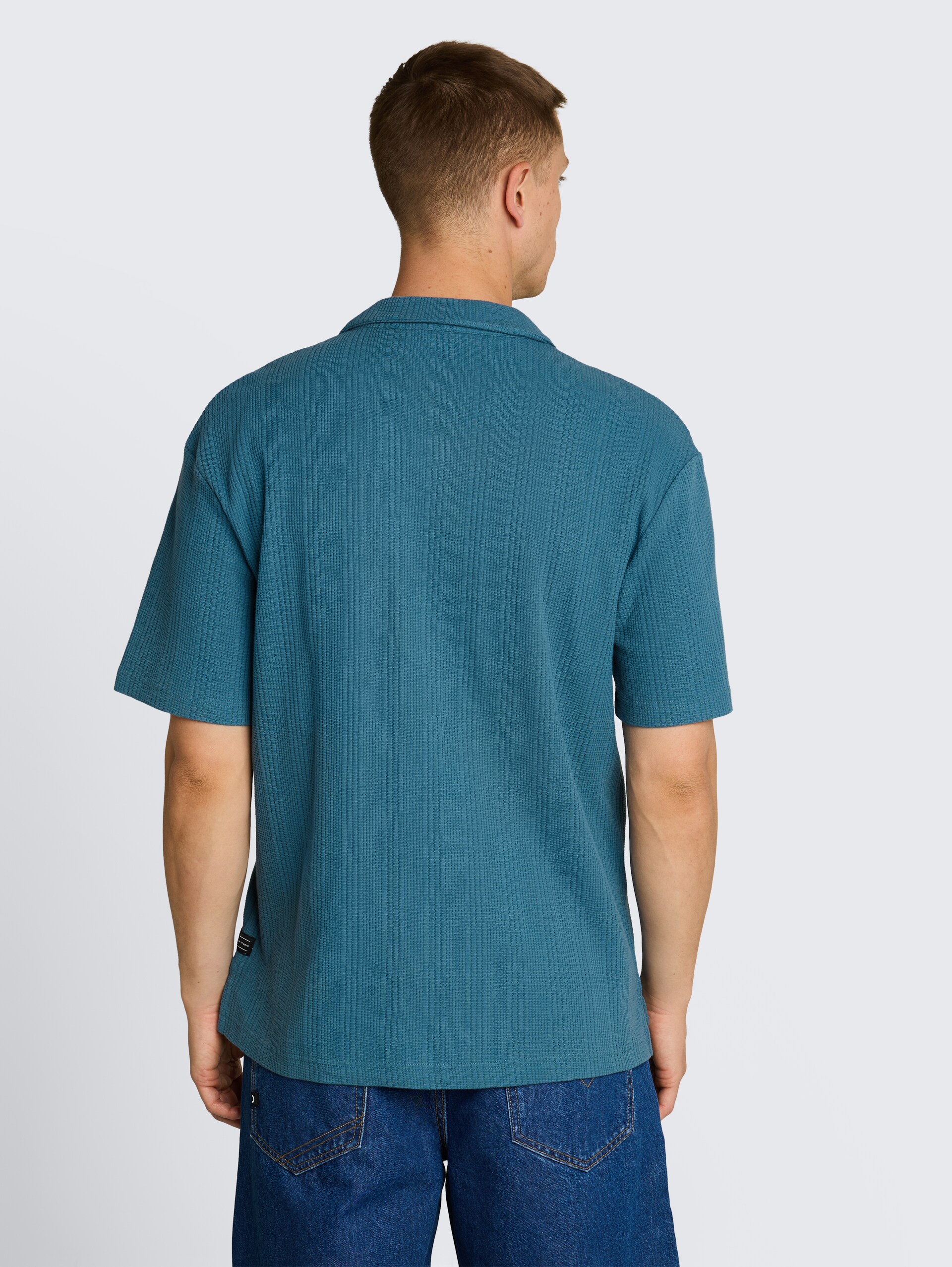 Poloshirt met relaxte pasvorm en wafelstructuur - classic dust blue