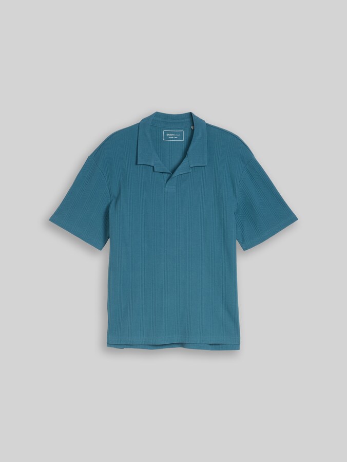 Polo coupe décontractée à motif gaufré par Denim Male, classic dust blue