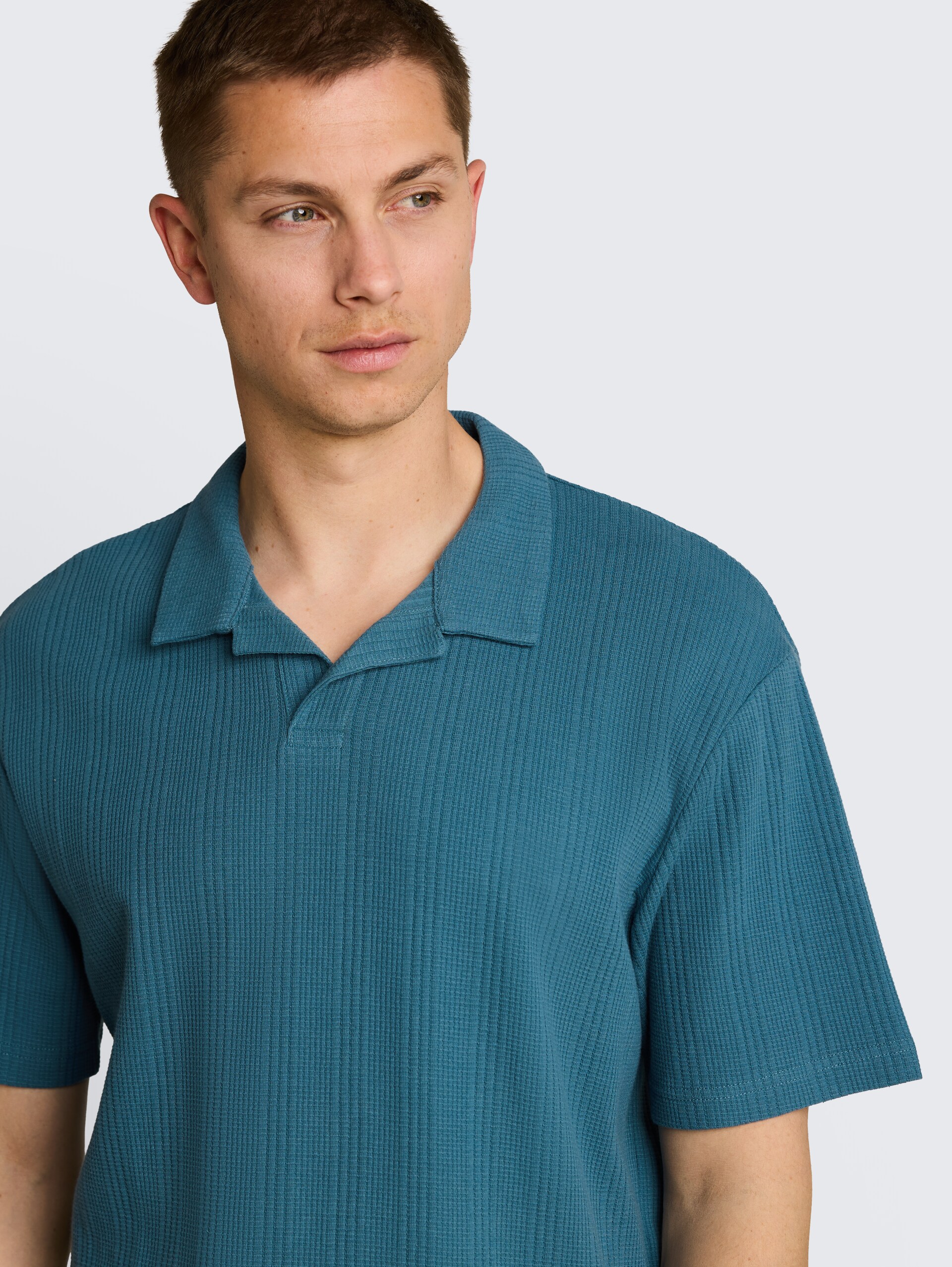 Poloshirt met relaxte pasvorm en wafelstructuur - classic dust blue