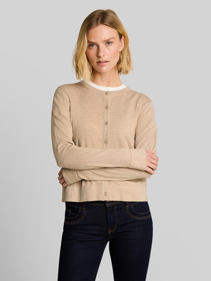 Cardigan mit Seidenanteil von Women, gravel beige melange