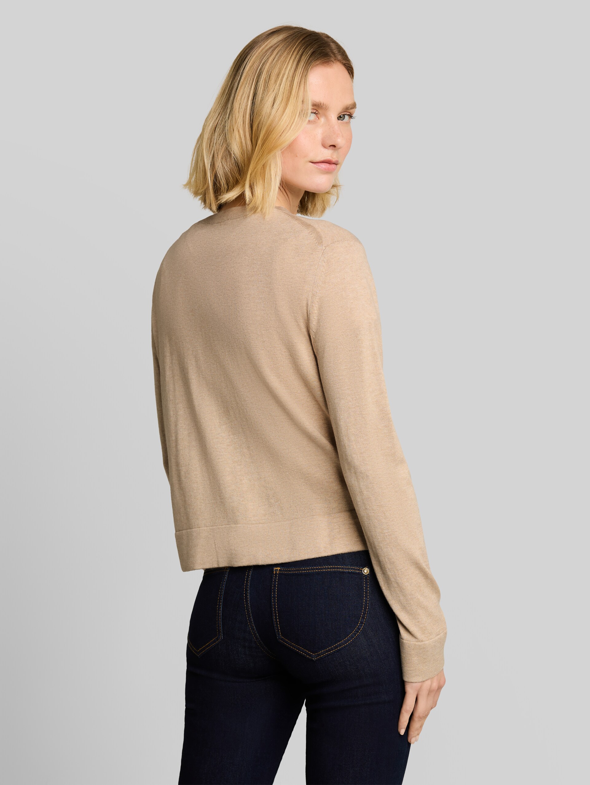 Cardigan mit Seidenanteil - gravel beige melange