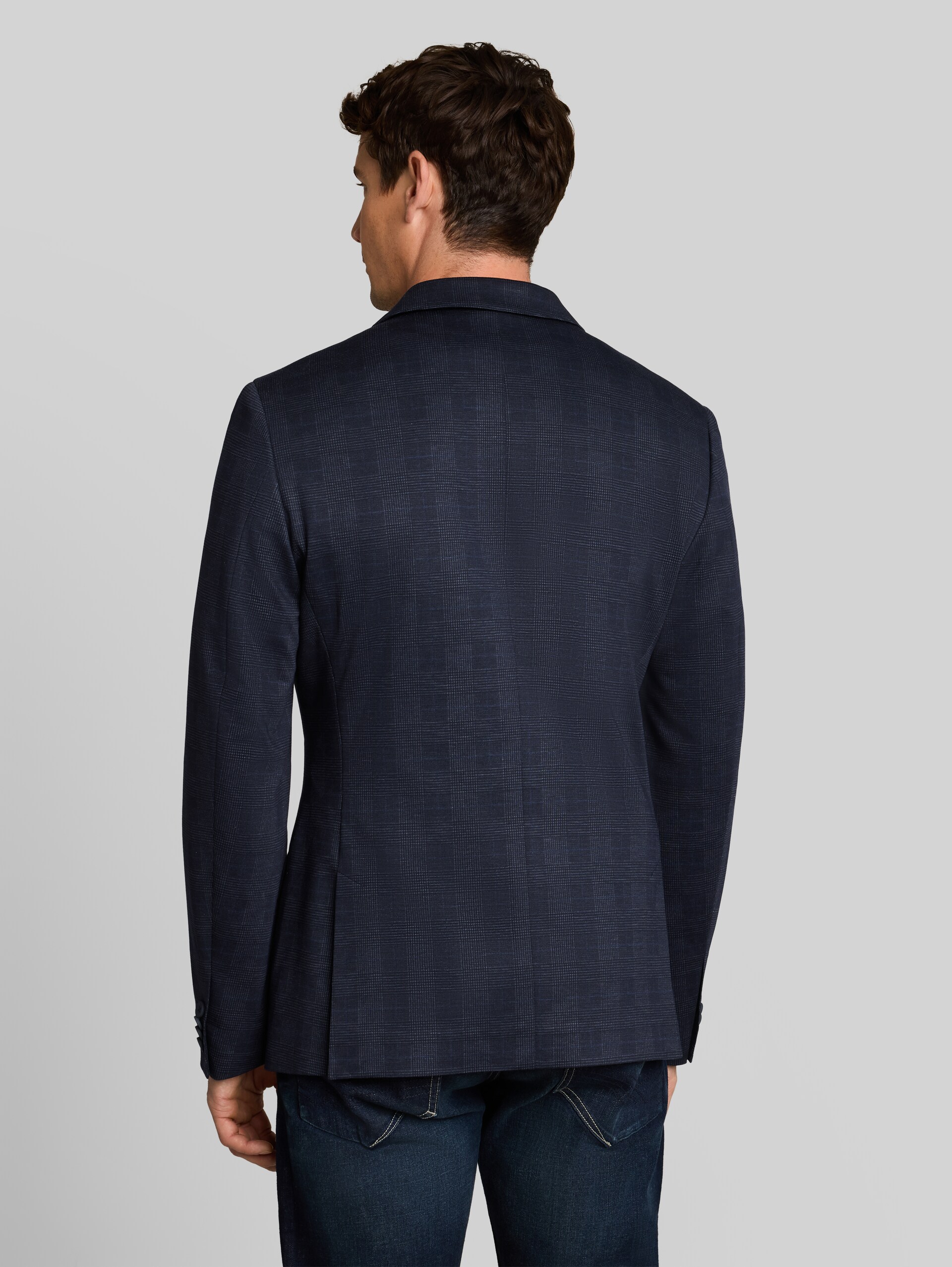 Regular fit colbert met zakken - navy houndstooth check design