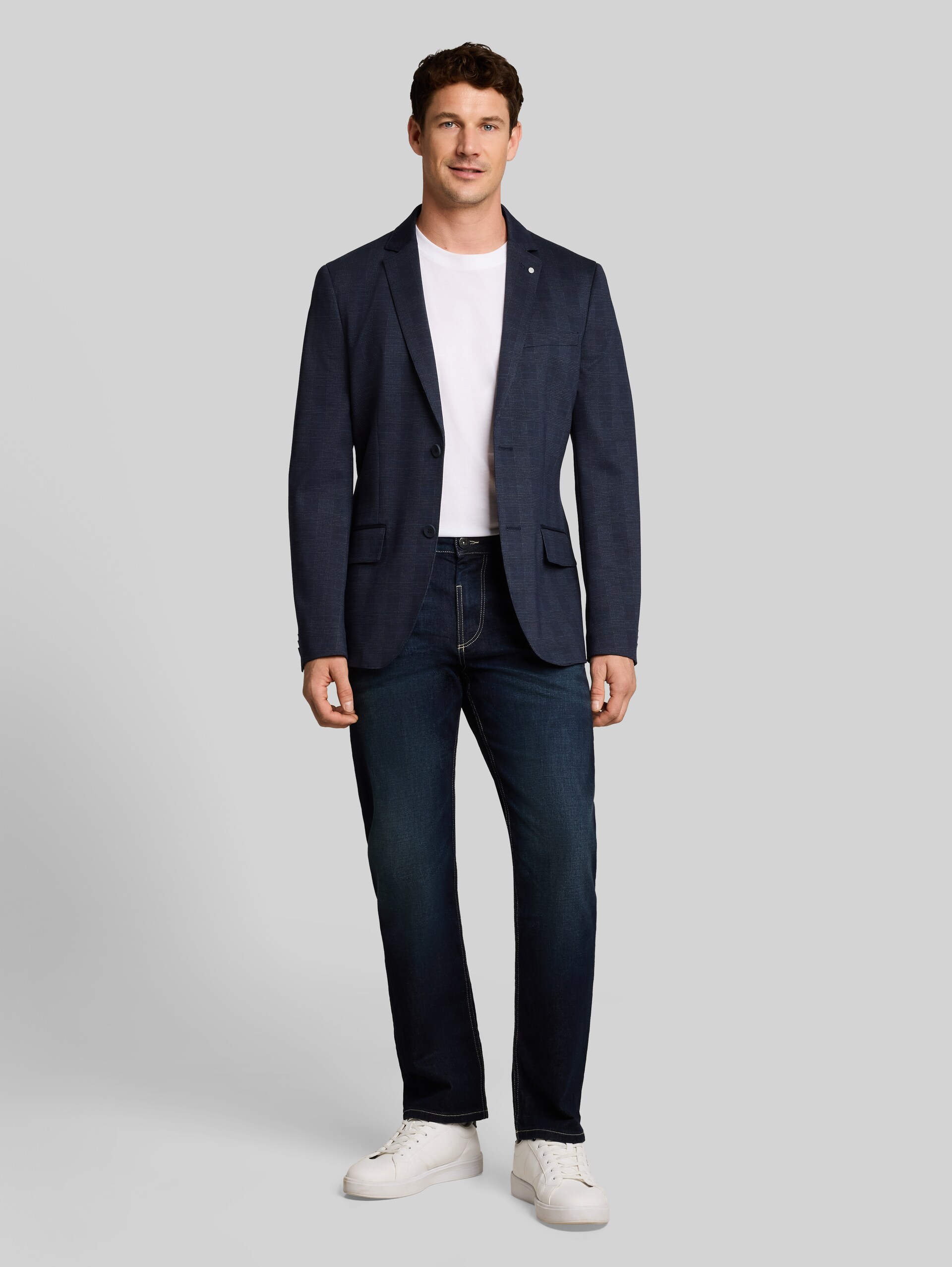 Regular fit colbert met zakken - navy houndstooth check design